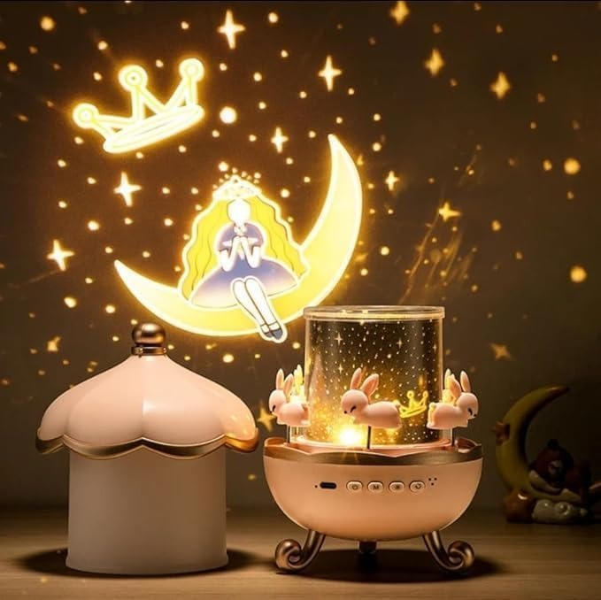 Hollevo™ Nachtlampje met projector voor kinderen, speaker en 6 scènes