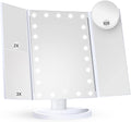 Hollevo™ Driedelige make-upspiegel met LED-licht en 10x vergroting