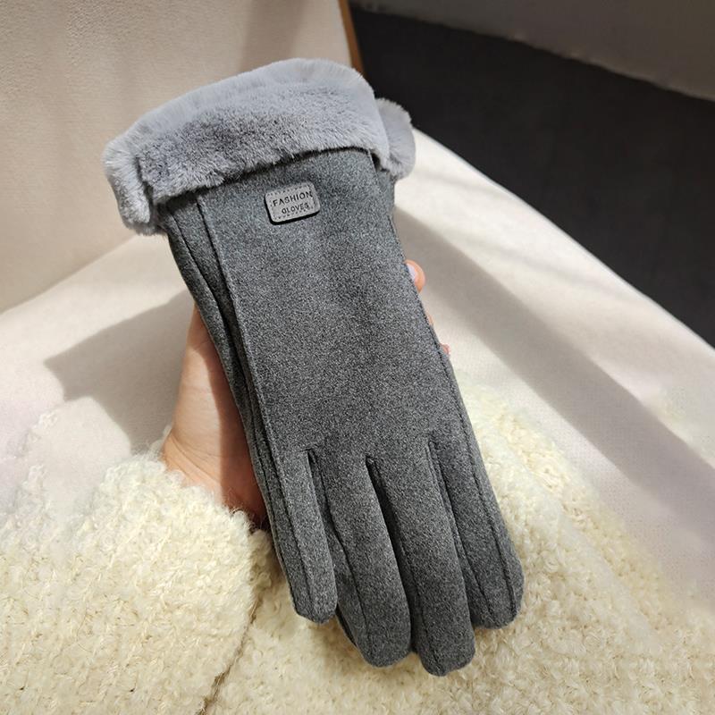 Handschoenen in suèdelook met pluche boord