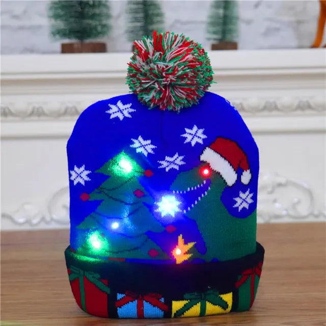 Hollevo™ Gebreide kerstmuts met LED-lichtjes voor kids en volwassenen
