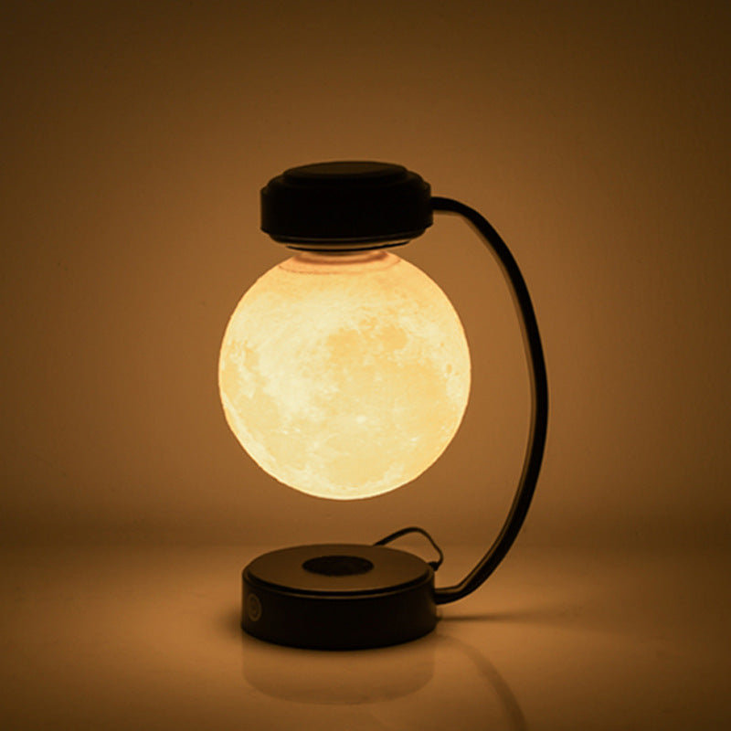 Zwevende 3D maanlamp onder gebogen houder