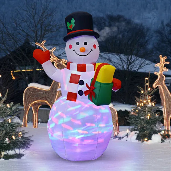 Hollevo Opblaasbare sneeuwpop 152 cm met wisselend ledlicht