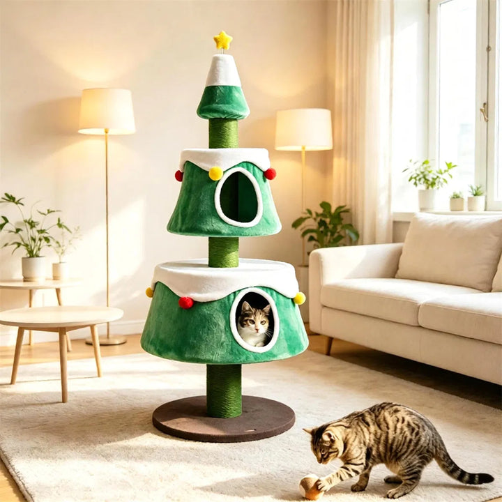 Kattenboom in de vorm van een kerstboom