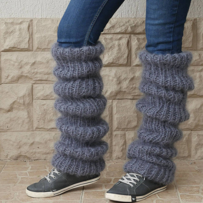 Hollevo Grofgebreide slouchy beenwarmers in pluizige brei