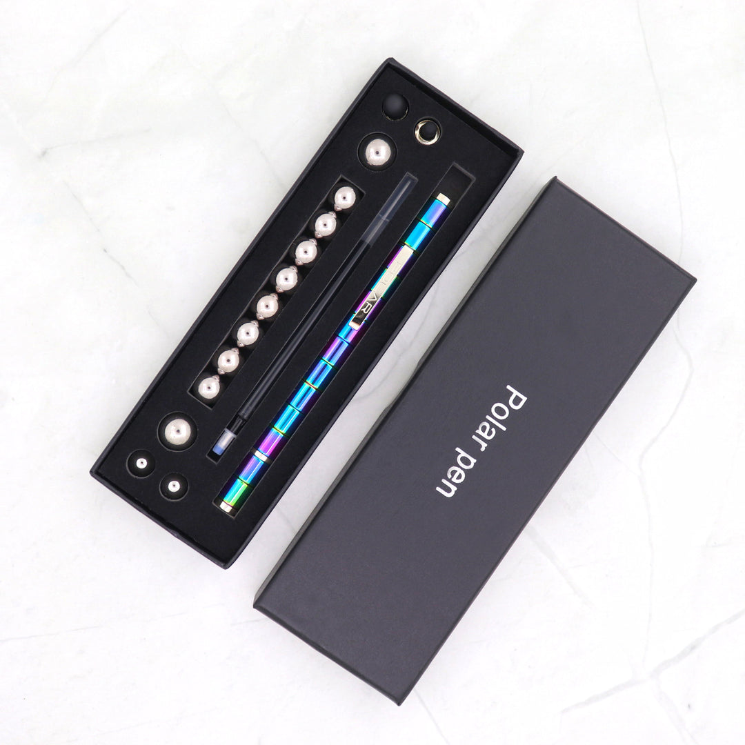 Zilveren magnetische fidget pen met balletjes