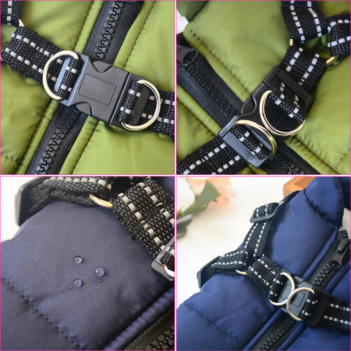 Waterdichte hondenjas met ingebouwd tuig