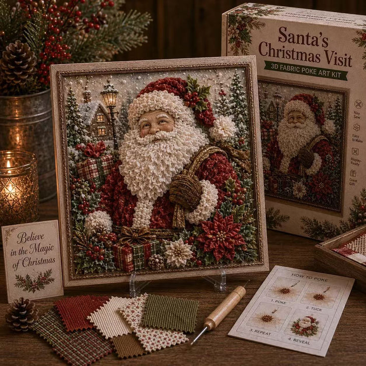 3D stoffen kerstplaatje met sneeuwpop in lijst