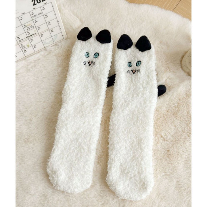 Fleecesokken met kattenoortjes en staart
