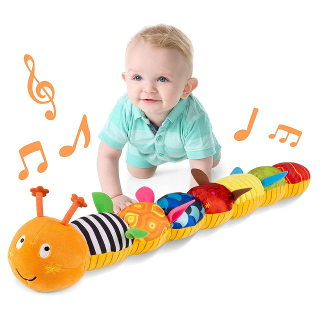 Hollevo™ Muzikale rups-knuffel met rammelaar en knisperstof