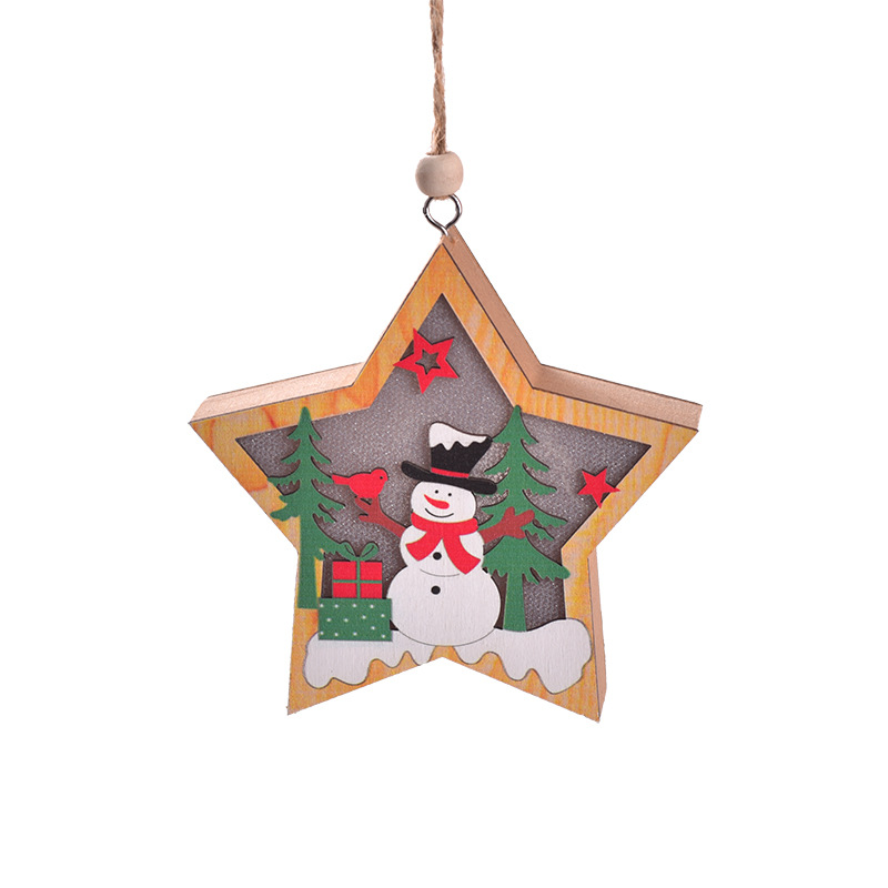 Houten kerstboomhanger – hangend lichtdoosje met touwtje