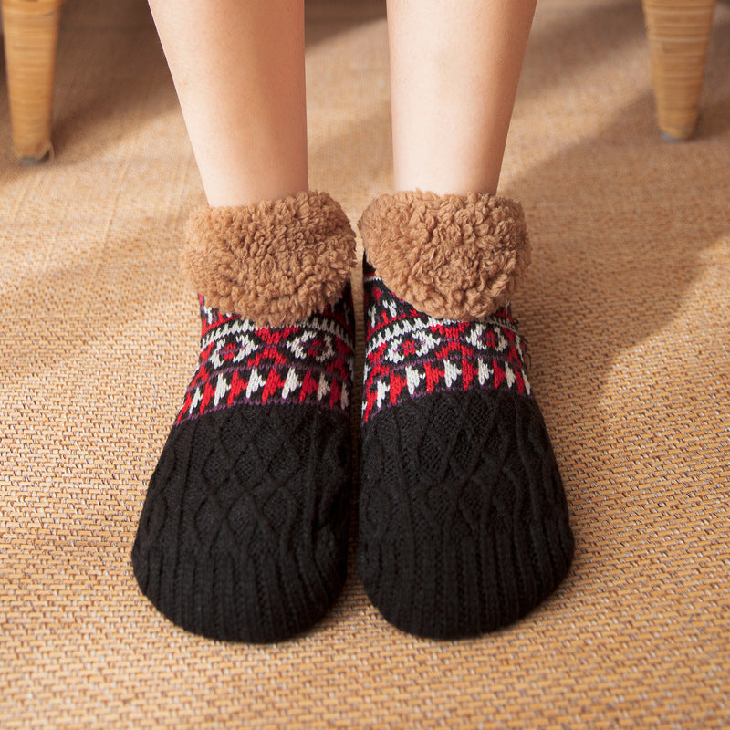 Gebreide huissokken met fleece boord