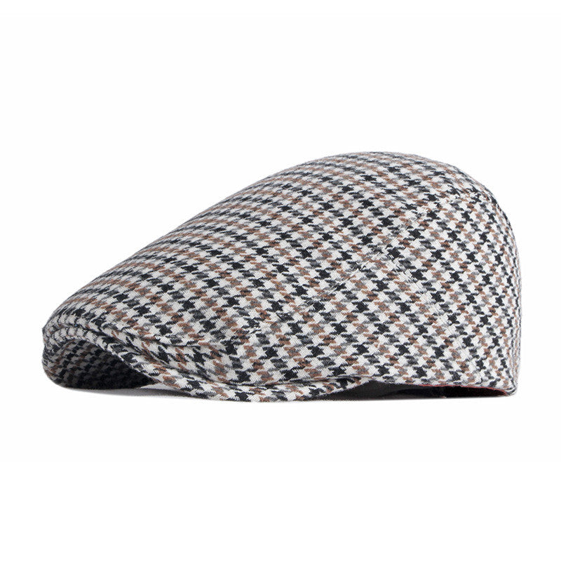 Flatcap met pied-de-poulepatroon