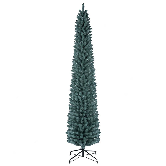 Hollevo Smalle berijpte kerstboom 244 cm zilver en grijsgroen