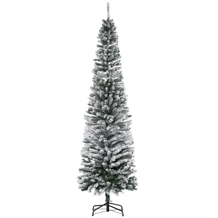 Hollevo Besneeuwde smalle kerstboom 228 cm zonder verlichting
