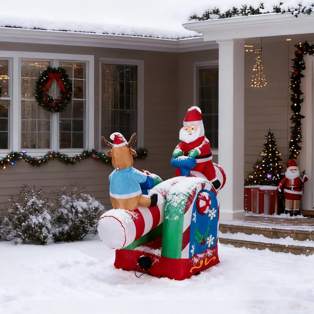 Opblaasbare kerstwip met kerstman en rendier