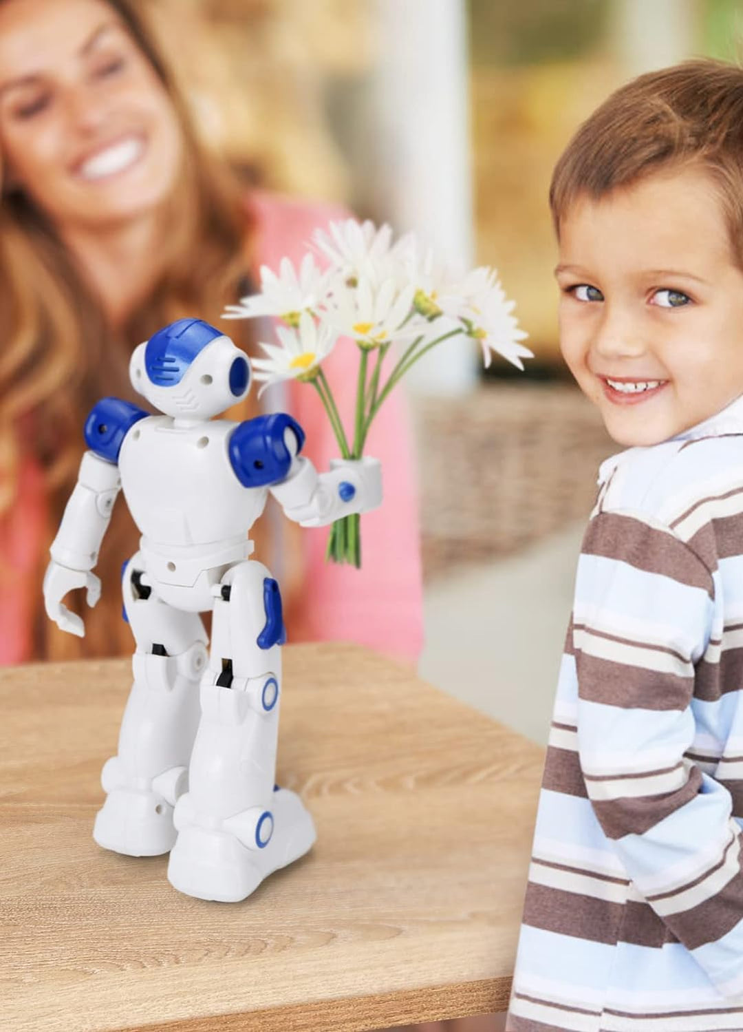 Programmeerbare robot met afstandsbediening en handgebaren