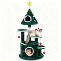 Kattenboom met kerstversiering en speeltjes