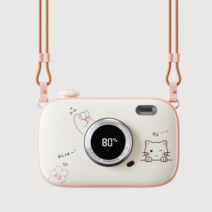 Hollevo Handwarmer en powerbank in één, in de vorm van een camera