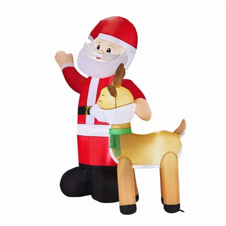 Opblaasbare zwaaiende kerstman met rendier