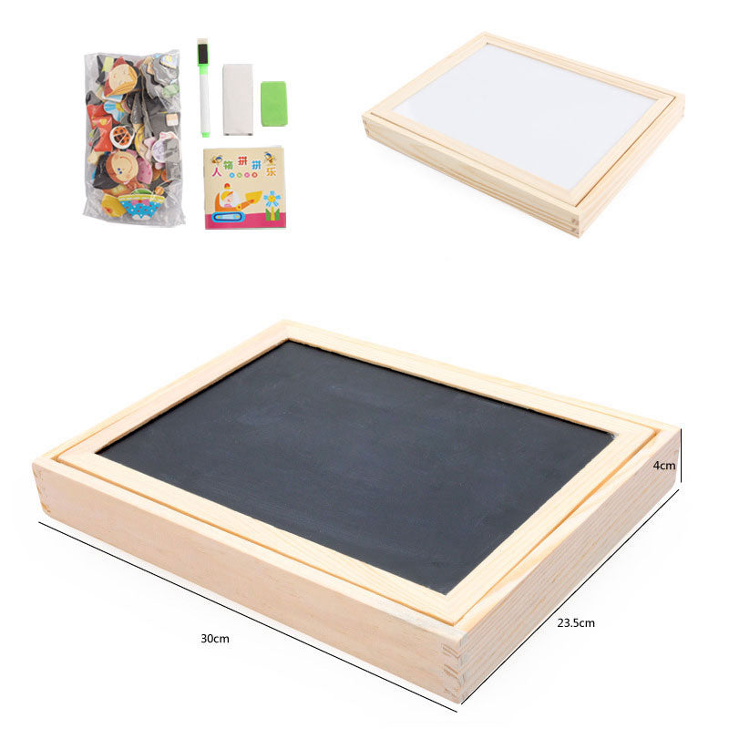 Houten magneetbord met magnetische dierenpuzzelstukjes
