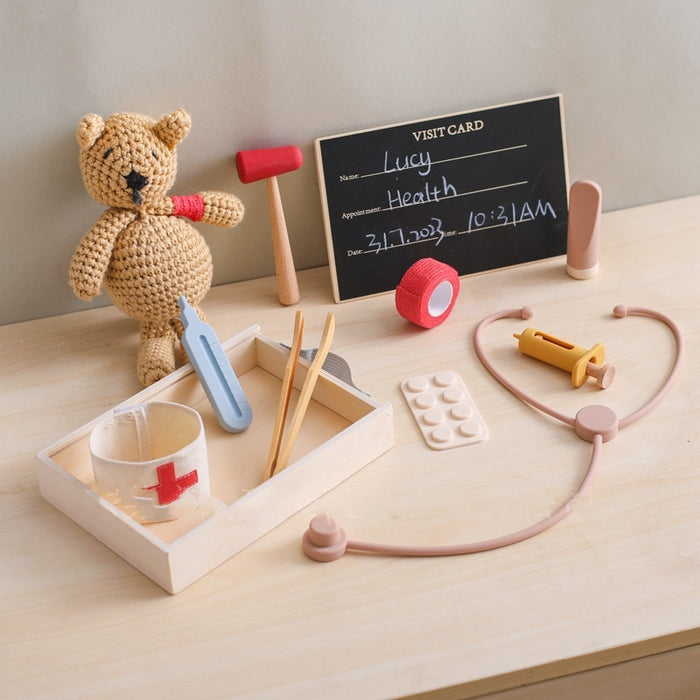 Hollevo Houten dokterset met stethoscoop en koffer
