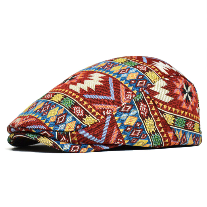 Flatcap met kleurrijk geometrisch patroon