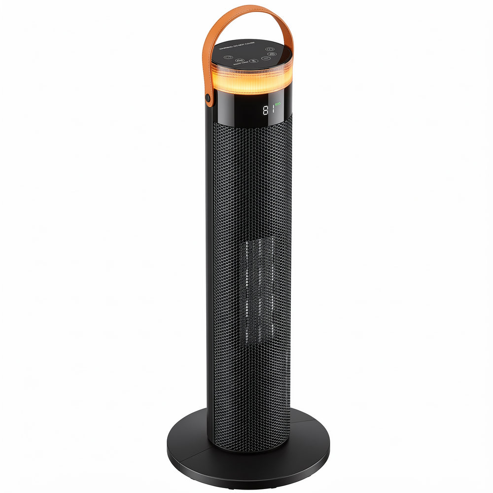 Zwarte slanke torenkachel met led-ring