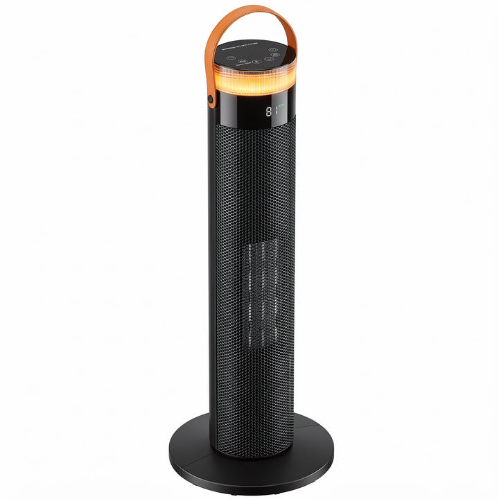 Zwarte slanke torenkachel met led-ring