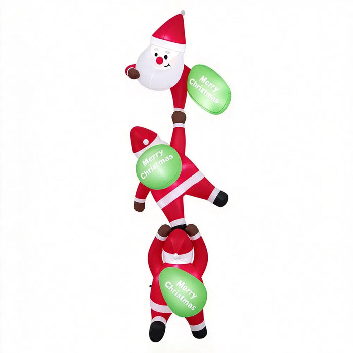 Hollevo Opblaasbare hangdecoratie met 3 klimmende kerstmannen