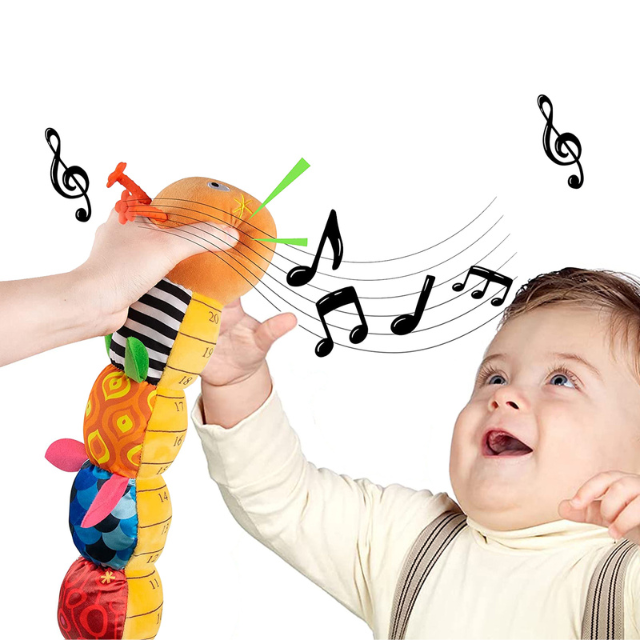 Hollevo™ Muzikale rups-knuffel met rammelaar en knisperstof