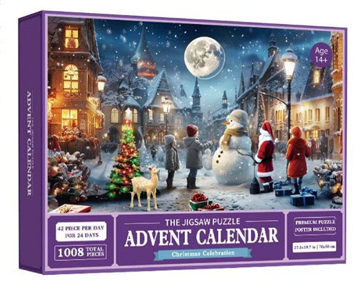 Adventskalender met genummerde doosjes vol puzzelstukjes
