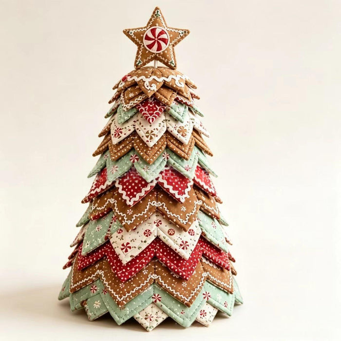 Hollevo Kerstboom van gevouwen stof met topper, handgemaakt
