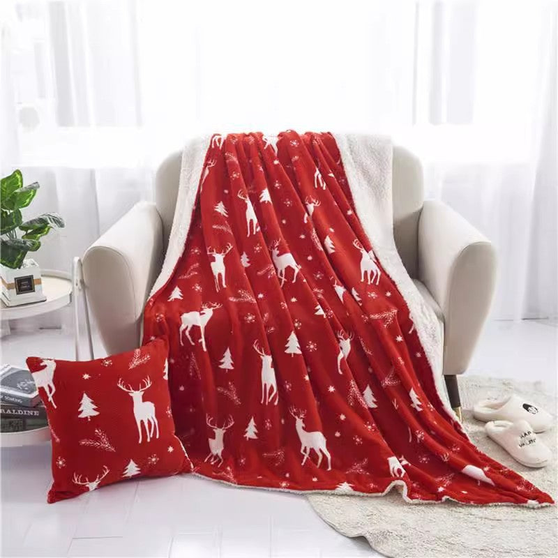 Flanellen kerstplaid met rendierenprint