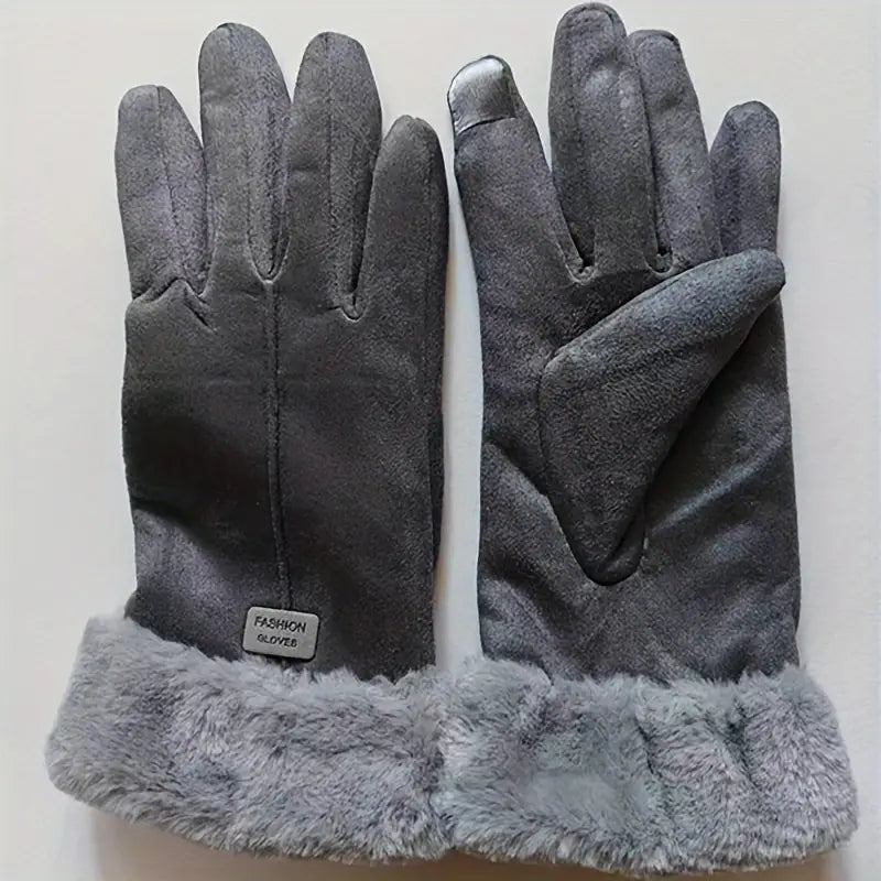 Hollevo™ Suède winterhandschoenen met fluwelen voering en pluche boord