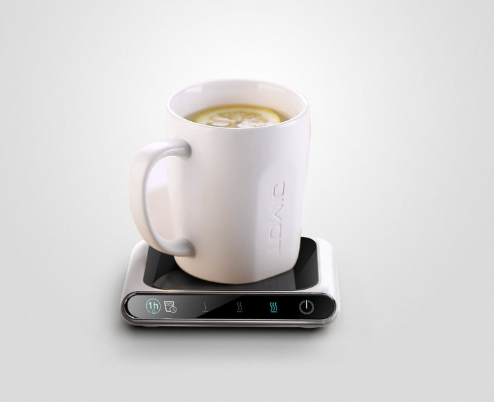 Witte kopwarmer met glazen plaat