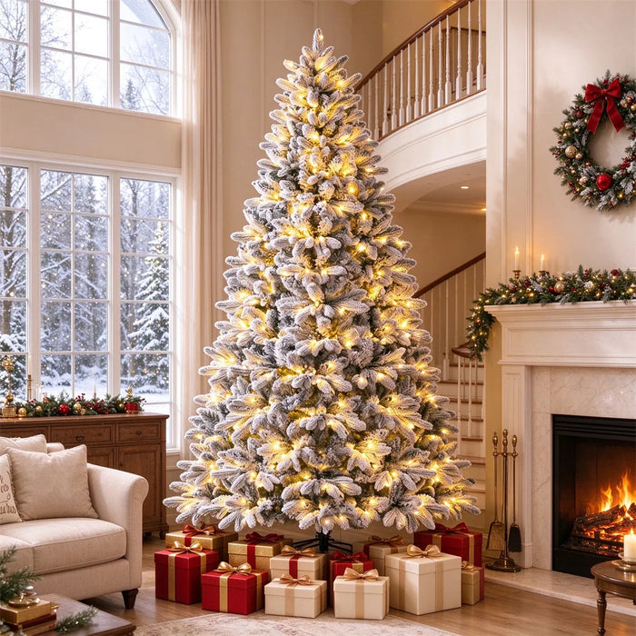 Hollevo Halve besneeuwde kerstboom 213 cm met 240 leds