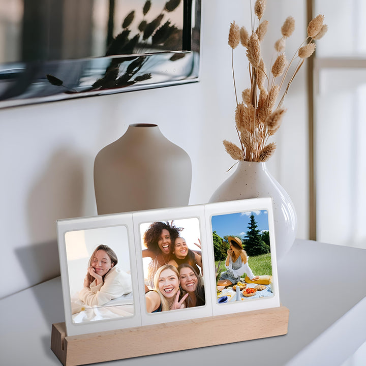 Verlichte fotolijst met drie vakken voor foto&