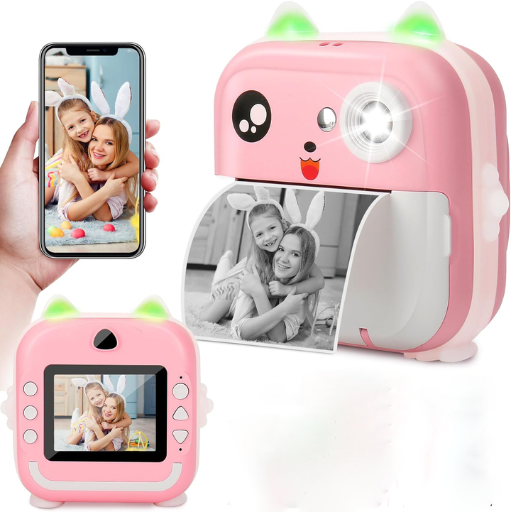 Kindercamera met directe fotoprint, twee 1080p-lenzen en scherm