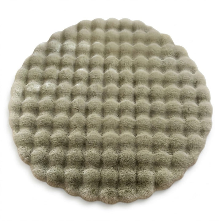 Hollevo™ Rond pluizig vloerkleed met bubbelstructuur van dichte fleece