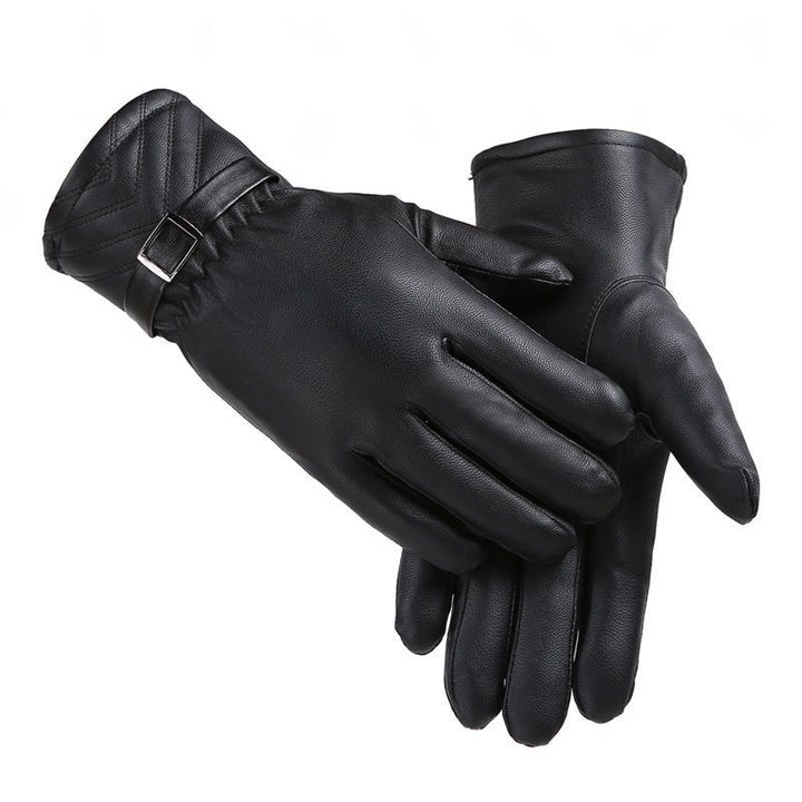 Zwarte gevoerde handschoenen van imitatieleer