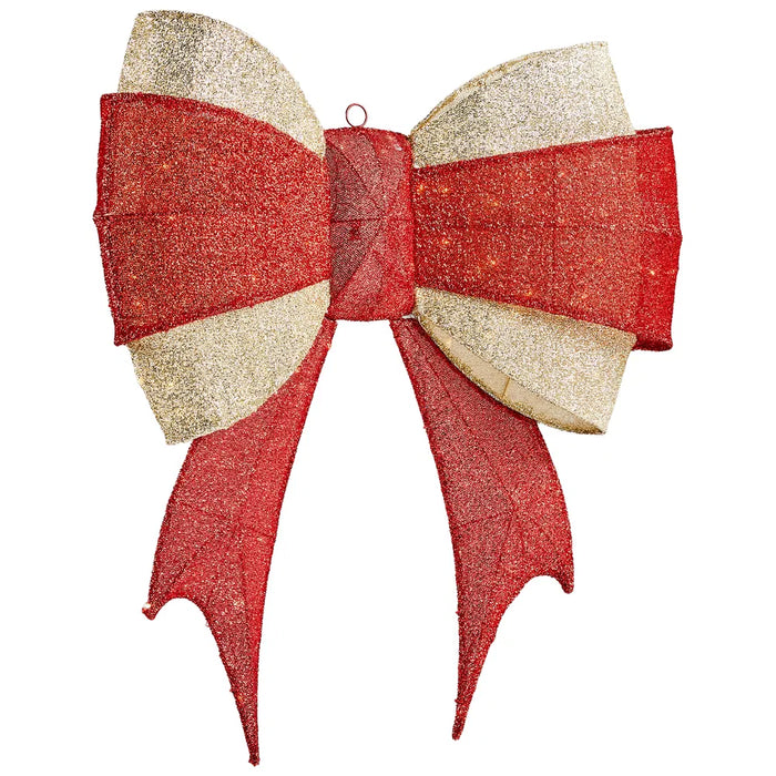 Hollevo Verlichte kerststrik 90 cm rood en goud met 200 leds