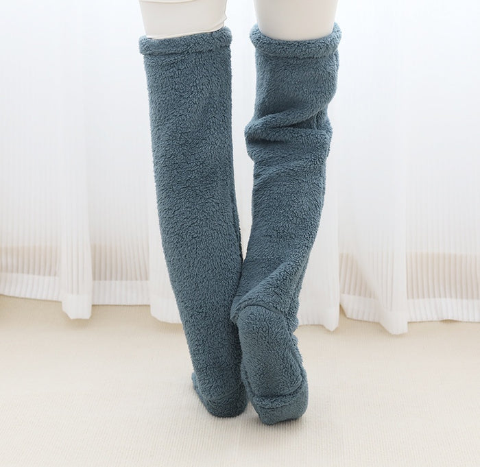 Hollevo Overknee pluche beenwarmers met trekkoord