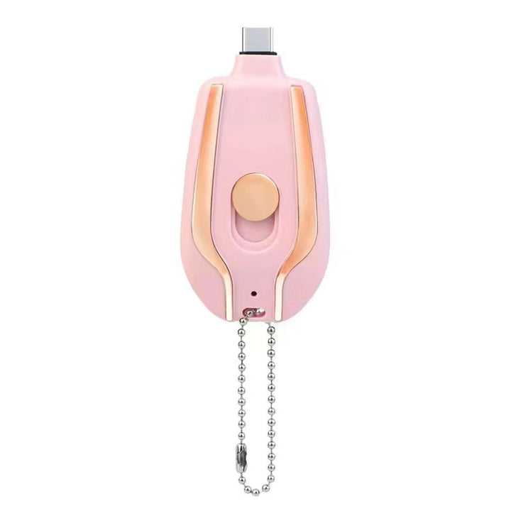 Zwarte mini powerbank als sleutelhanger