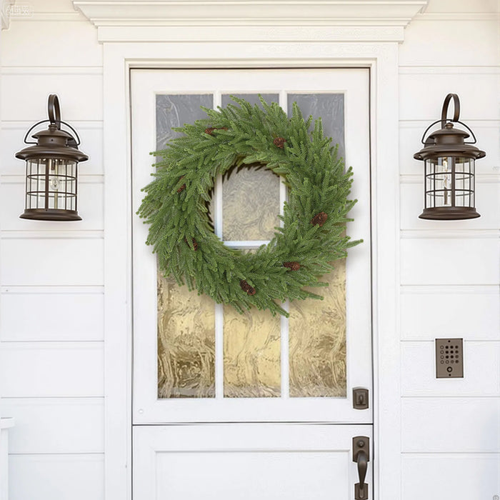 Hollevo Kerstkrans 61 cm Norfolk pine met 7 dennenappels