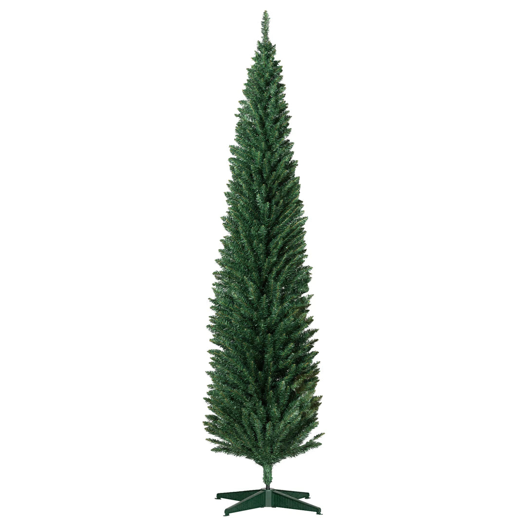 Hoge groene smalle kunstkerstboom