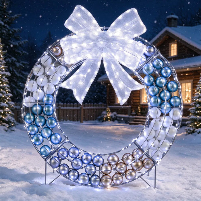 Hollevo Staande kerstkrans 92 cm met 332 leds en 88 ballen