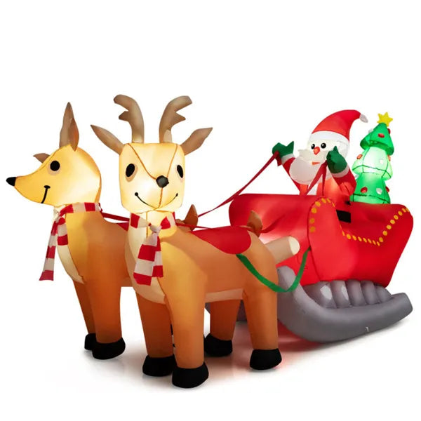 Hollevo Opblaasbare kerstman op slee met twee rendieren