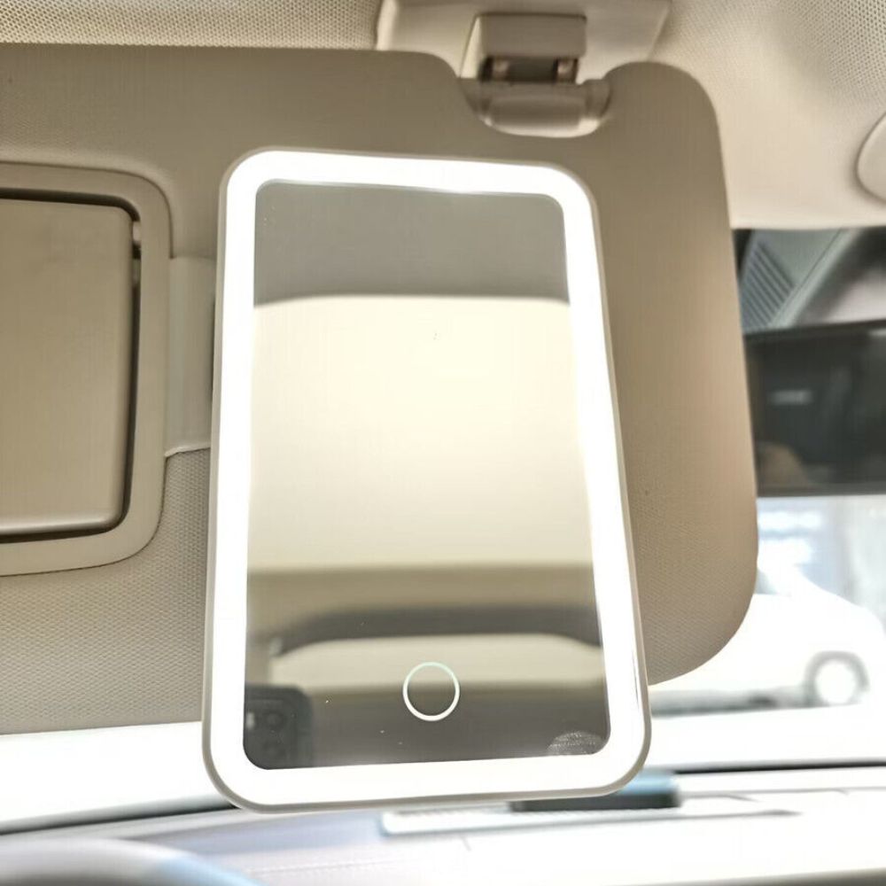 Make-upspiegel voor in de auto met dimbare ledverlichting