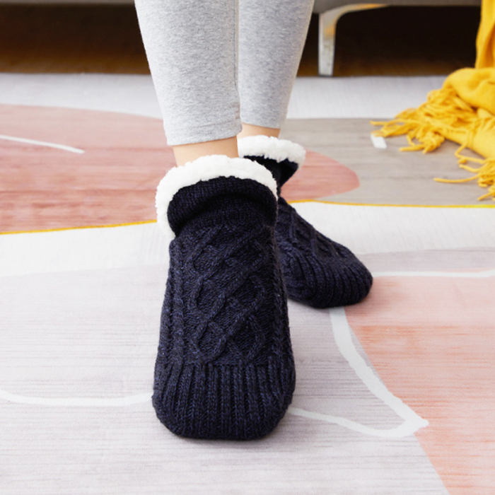 Hollevo™ Gebreide sloffensokken met dikke voering en antislip