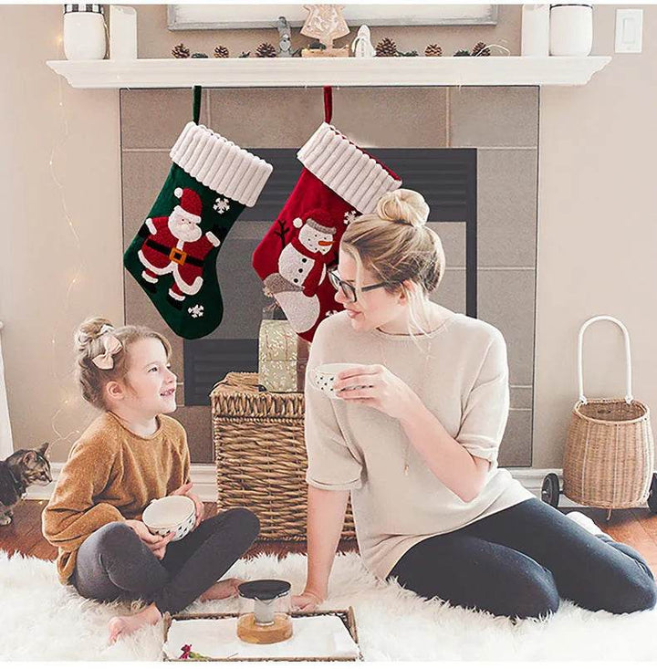 Hollevo™ Kerstsok met gouden fluwelen patch om op te hangen